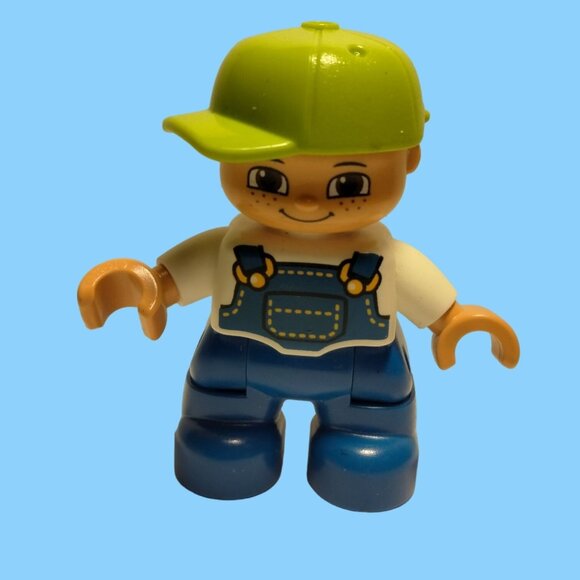 Lego Duplo Blue Boy Bib Green Baseball Cap Child Movable arms legs Hat  toy - Picture 1 of 11